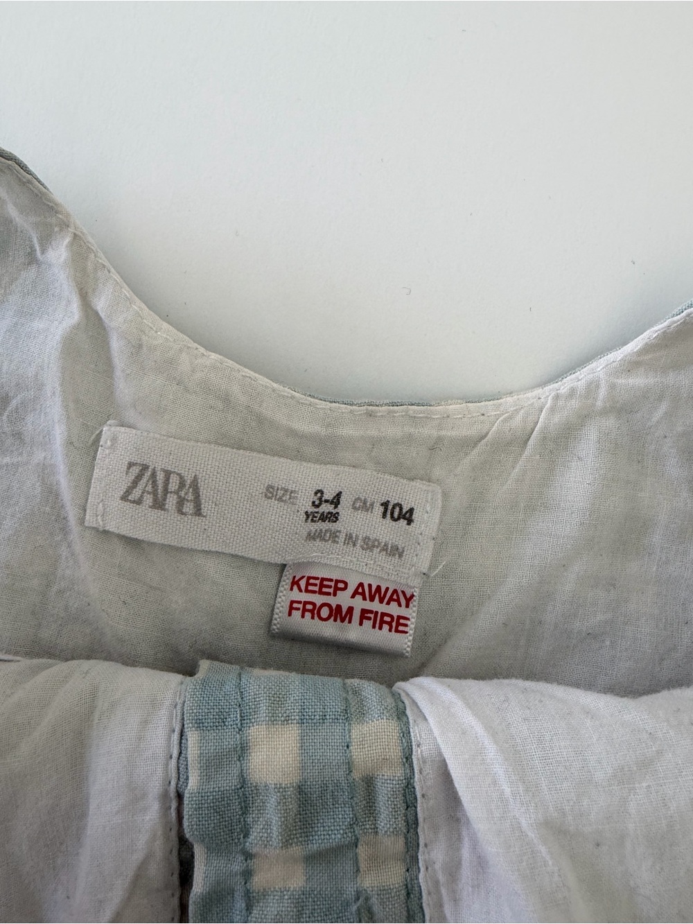 Zara Girls Blue And White Gingham Cotton Dress Size 3-4T PLAY Condition - Picture 4 of 7